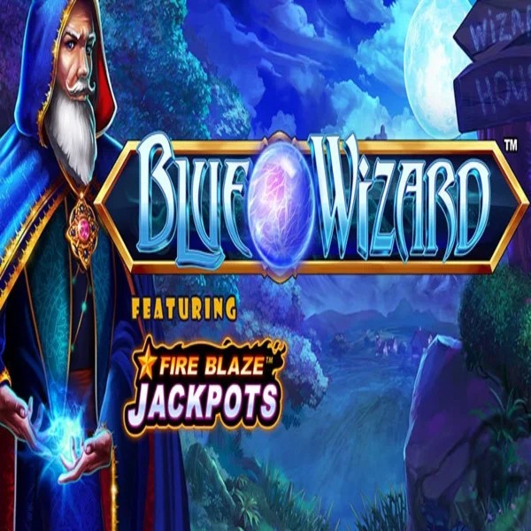 Slots logo of Blue Wizard Fire Blaze Jackpots from Rarestone Gaming at SlotsGem Casino